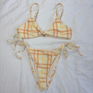 Dippin' Daisy's Plaid Bikini in Orange and Cream